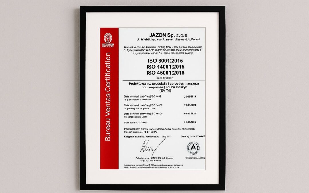 Jazon z potrójną certyfikacją ISO – jakość, ekologia i bezpieczeństwo w standardzie!